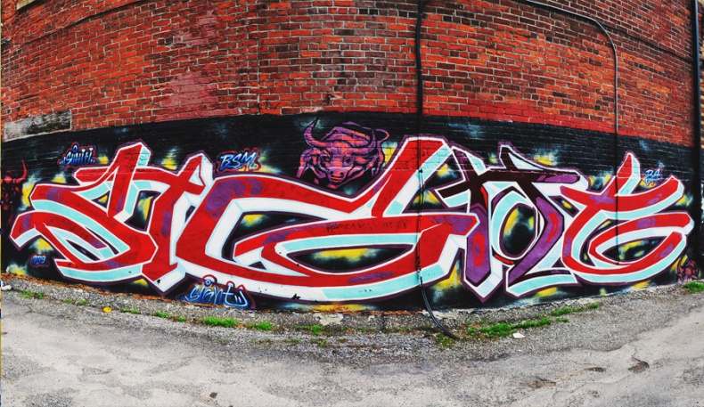Graffiti Mural Panorama in Toronto streets