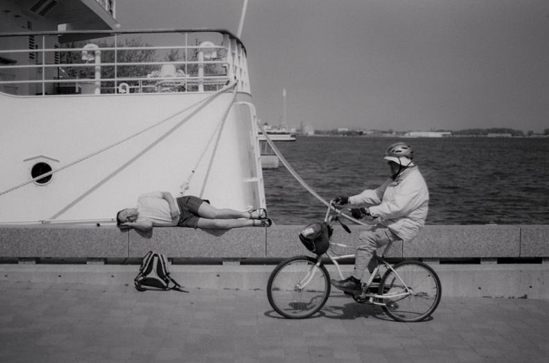 Biking in Toronto harbour