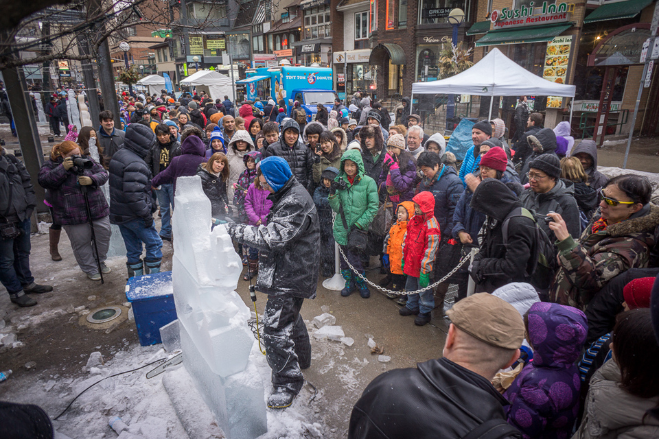 Ice sculptor in action