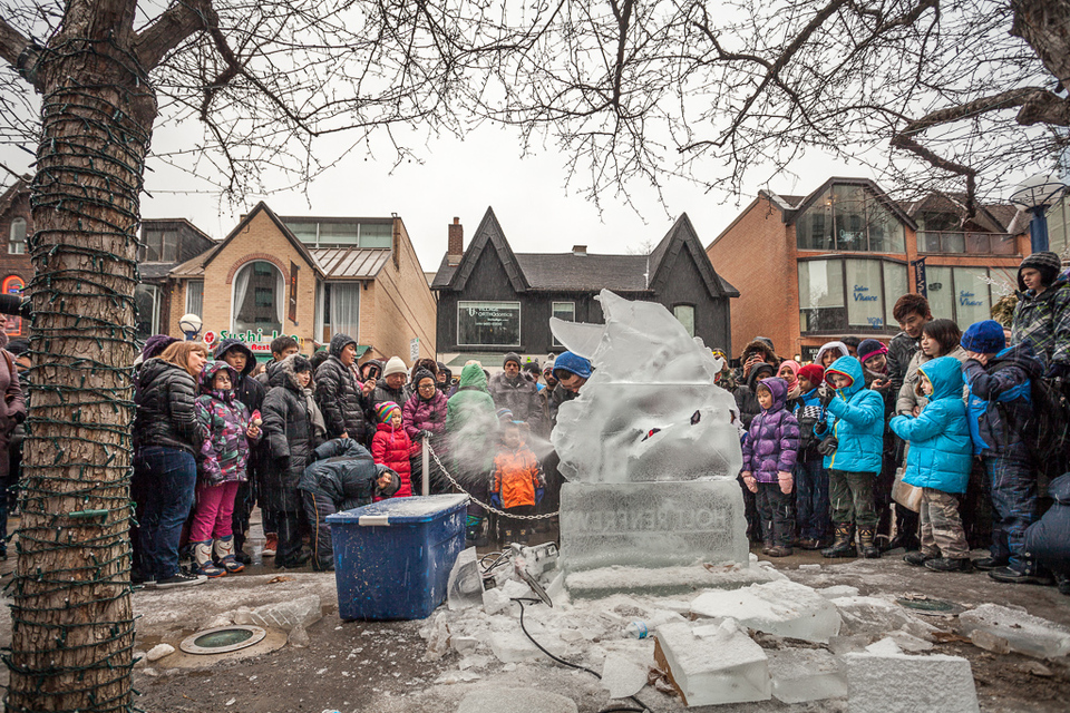 Ice statues in Yorkville streets