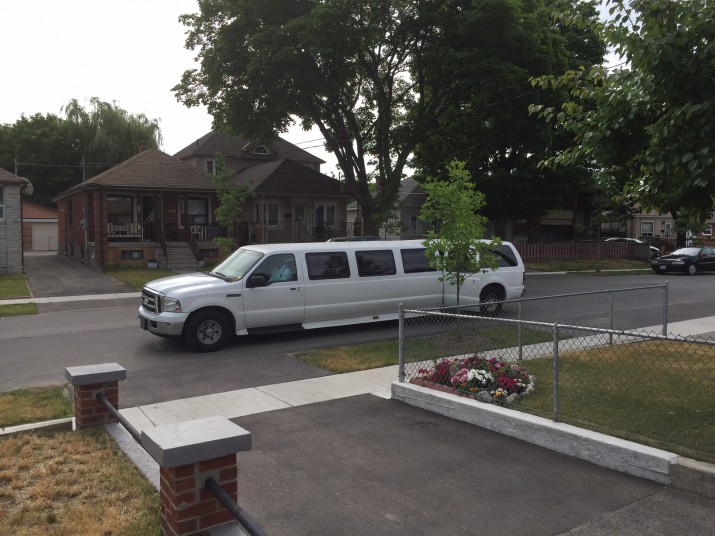 Limo in front of Tyler's house. Our ride to the tour!